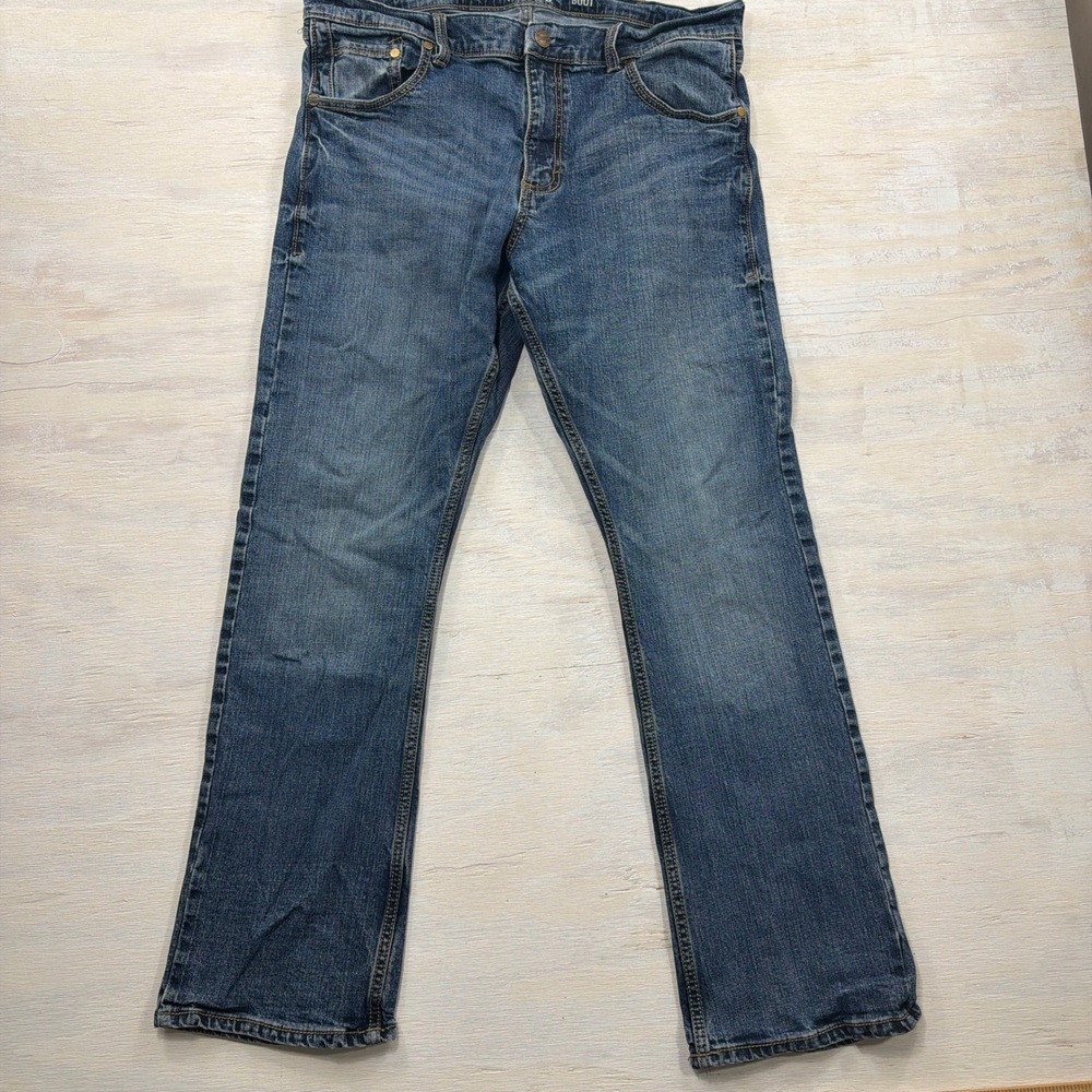 Wrangler Jeans Retro Slim Boot 36x32 Stretch Medium Wash Denim Blue Mens